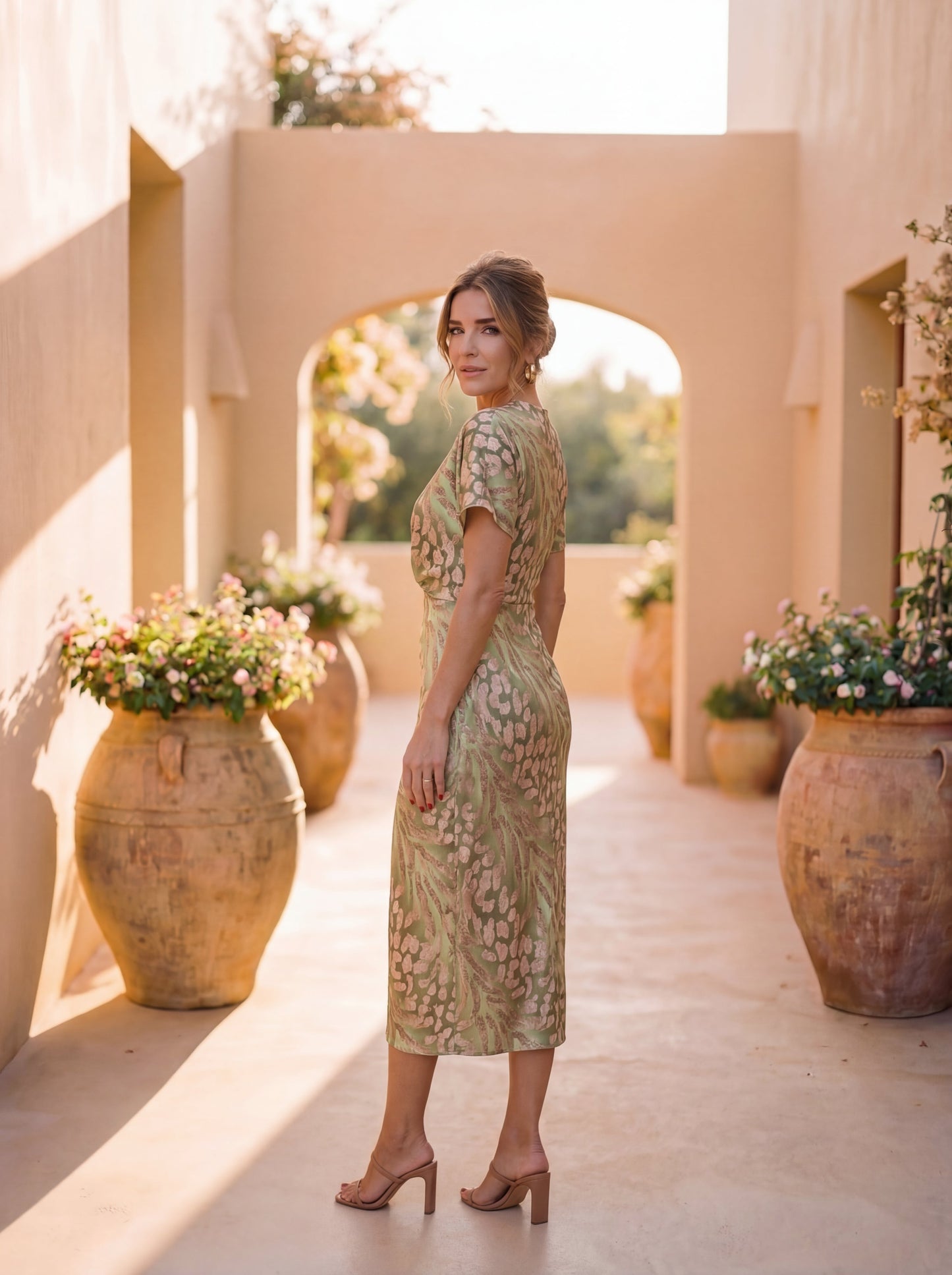 Vestido Aurea Midi Cobre