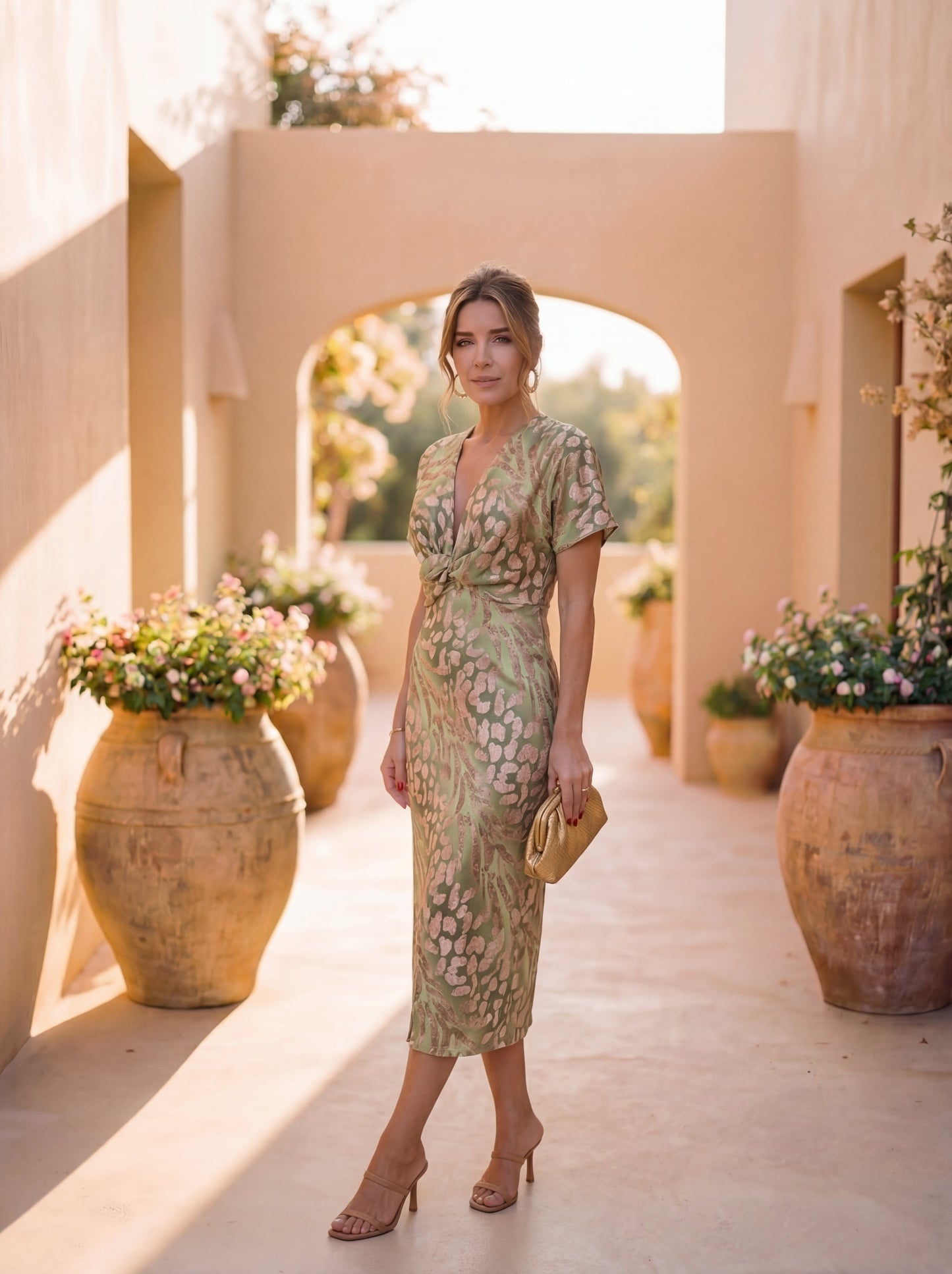 Vestido Aurea Midi Cobre